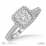 Ashi 1/2 CT Cushion Lovebright Essential Ring with Yellow Accents